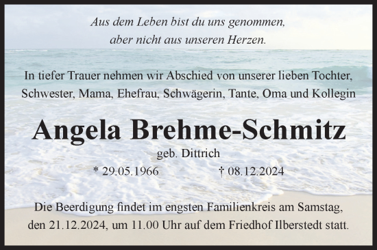 Traueranzeige von Angela Brehme-Schmitz von Volksstimme Magdeburg