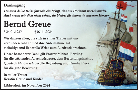 Traueranzeige von Bernd Greue von Trauerkombi Köthen