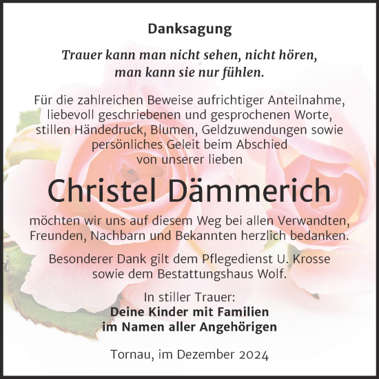Traueranzeige von Christel Dämmerich von Trauerkombi Weißenfels