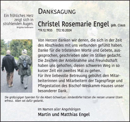 Traueranzeige von Christel Rosemarie Engel von Volksstimme Magdeburg