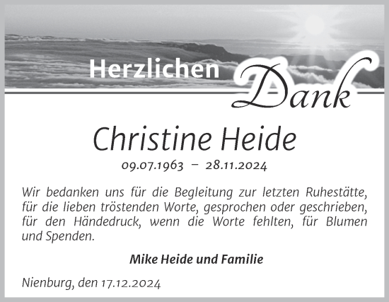Traueranzeige von Christine Heide von Trauerkombi Bernburg