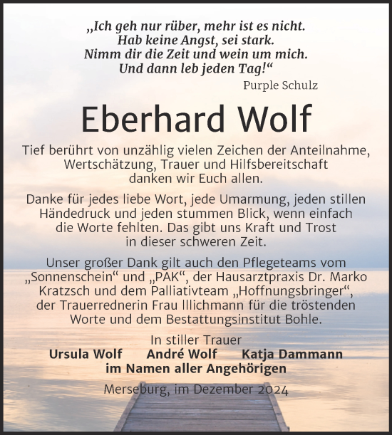 Traueranzeige von Eberhard Wolf von Trauerkombi Merseburg
