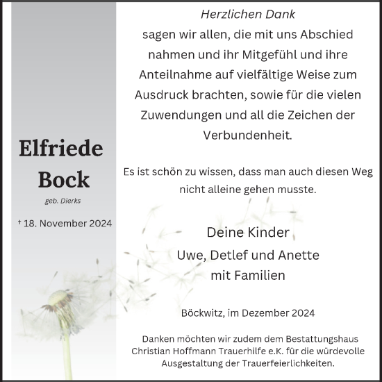 Traueranzeige von Elfriede Bock von Volksstimme Altmark West