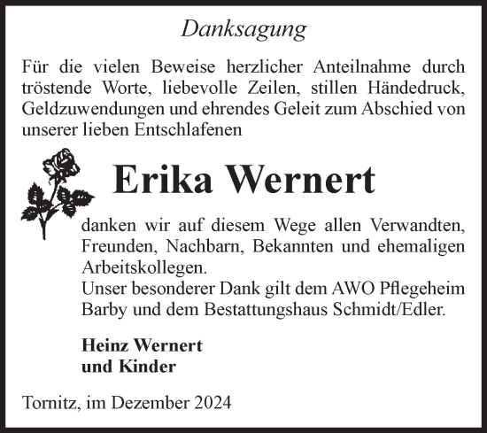Traueranzeige von Erika Wernert von Volksstimme Schönebeck