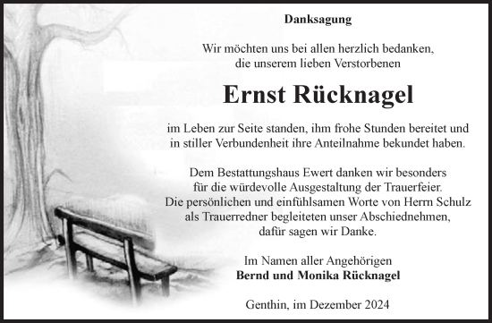 Traueranzeige von Ernst Rücknagel von Volksstimme Burg/Genthin