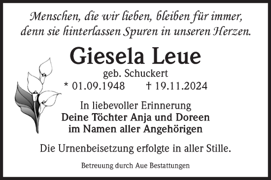 Traueranzeige von Giesela Leue von Volksstimme Magdeburg