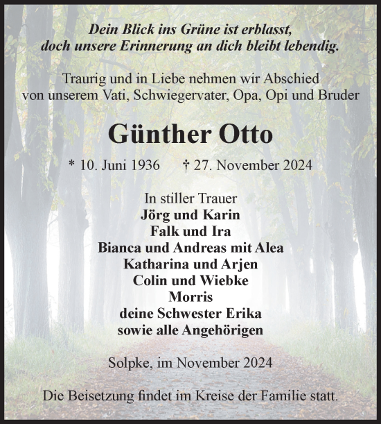 Traueranzeige von Günther Otto von Volksstimme Altmark West