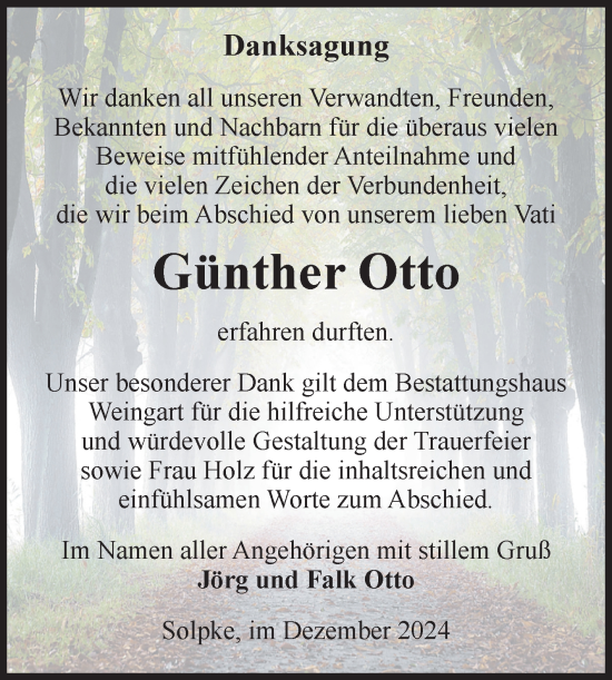 Traueranzeige von Günther Otto von Volksstimme Altmark West
