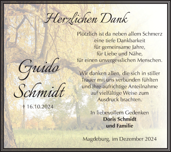 Traueranzeige von Guido Schmidt von Volksstimme Magdeburg