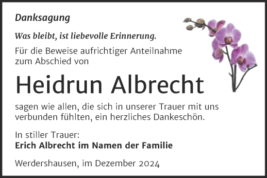 Traueranzeige von Heidrun Albrecht von Trauerkombi Köthen