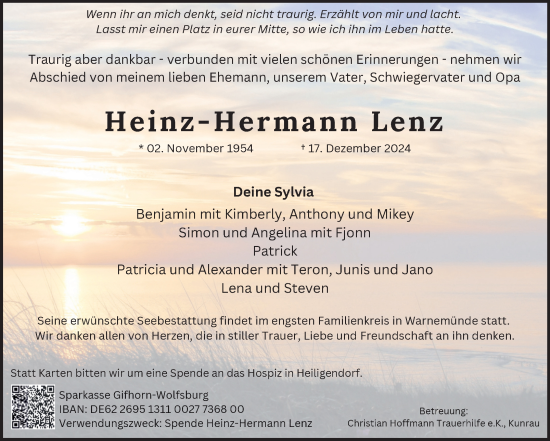 Traueranzeige von Heinz-Hermann Lenz von Volksstimme Altmark West