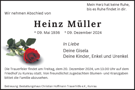 Traueranzeige von Heinz Müller von Volksstimme Altmark West