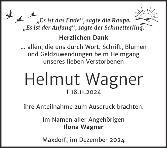 Traueranzeige von Helmut Wagner von Trauerkombi Köthen