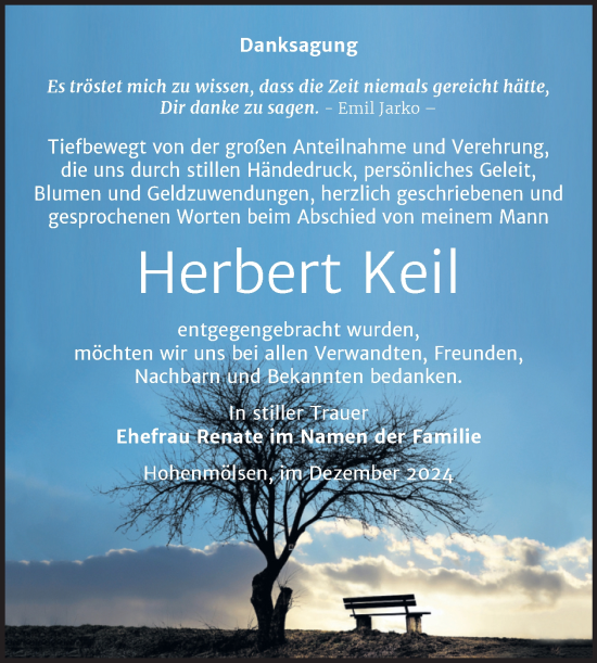 Traueranzeige von Herbert Keil von Trauerkombi Weißenfels