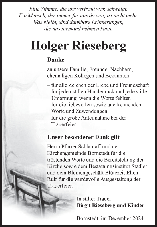 Traueranzeige von Holger Rieseberg von Volksstimme Haldensleben/Wolmirstedt