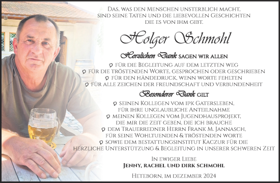 Traueranzeige von Holger Schmohl von Trauerkombi Quedlinburg