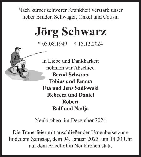 Traueranzeige von Jörg Schwarz von Volksstimme Altmark Ost