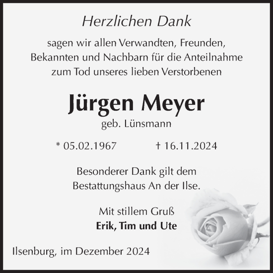 Traueranzeige von Jürgen Meyer von Volksstimme Wernigerode