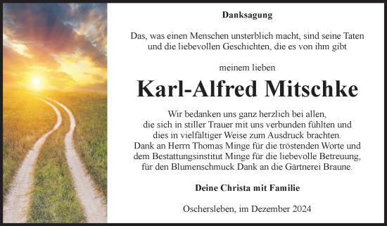 Traueranzeige von Karl-Alfred Mitschke von Volksstimme Oschersleben/Wanzleben