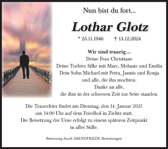 Traueranzeige von Lothar Glotz von Volksstimme Haldensleben/Wolmirstedt