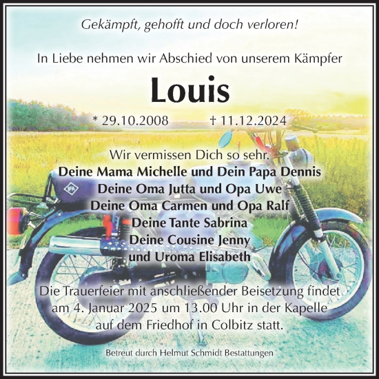 Traueranzeige von Louis  von Volksstimme Haldensleben/Wolmirstedt
