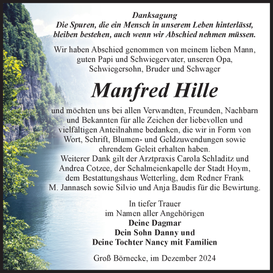 Traueranzeige von Manfred Hille 
