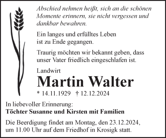 Traueranzeige von Martin Walter von Mitteldeutsche Zeitung Halle/Saalkreis