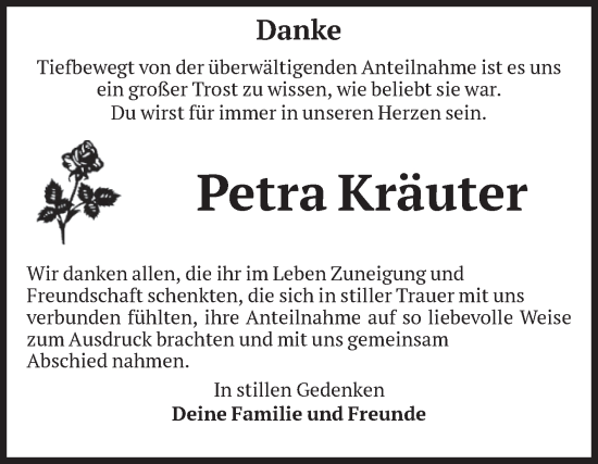 Traueranzeige von Petra Kräuter von Volksstimme Magdeburg