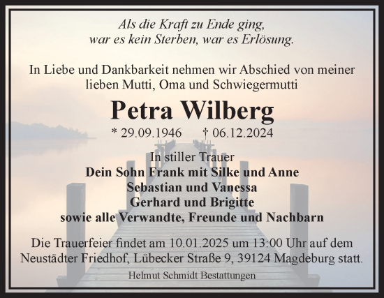 Traueranzeige von Petra Wilberg von Volksstimme Magdeburg