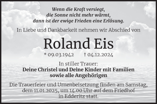 Traueranzeige von Roland Eis von Trauerkombi Köthen