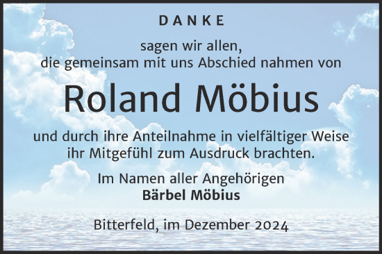 Traueranzeige von Roland Möbius von Trauerkombi Bitterfeld