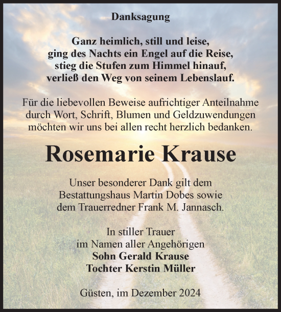 Traueranzeige von Rosemarie Krause 
