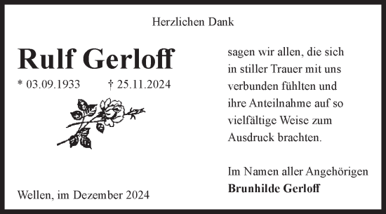 Traueranzeige von Rulf Gerloff von Volksstimme Haldensleben/Wolmirstedt