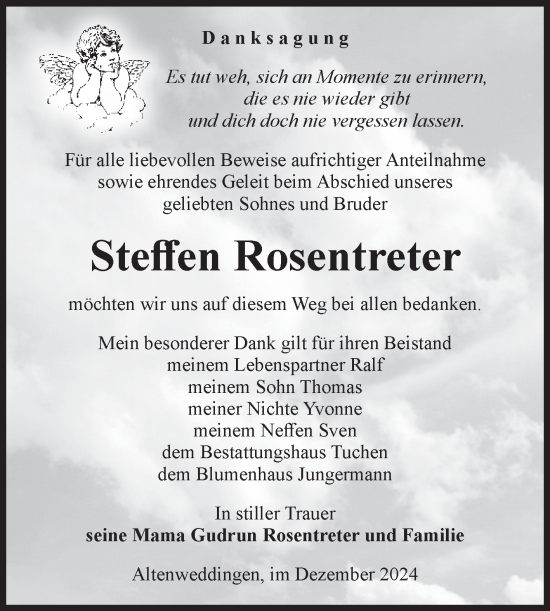 Traueranzeige von Steffen Rosentreter von Volksstimme Oschersleben/Wanzleben