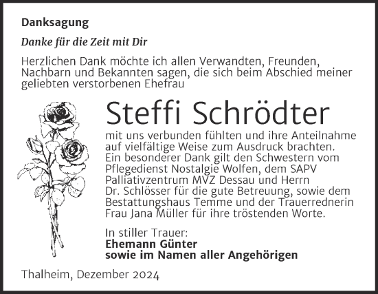 Traueranzeige von Steffi Schrödter von Trauerkombi Bitterfeld