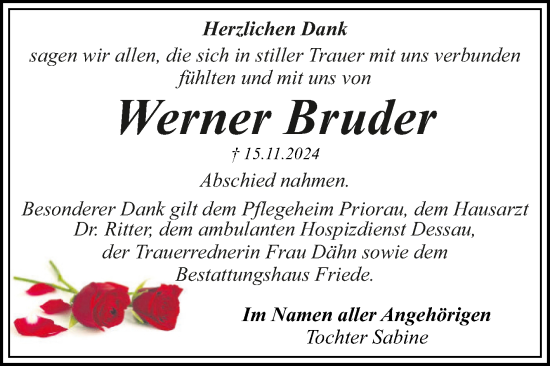 Traueranzeige von Werner Bruder von Trauerkombi Bitterfeld