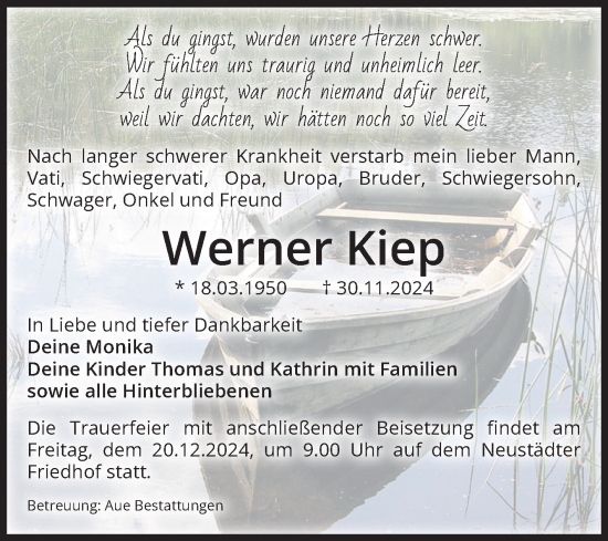 Traueranzeige von Werner Kiep von Volksstimme Magdeburg