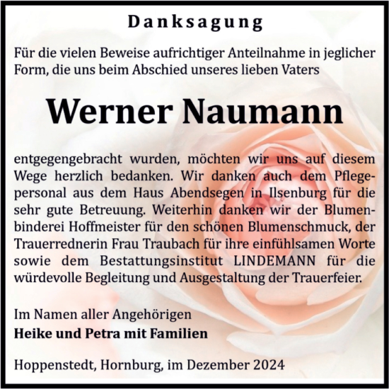 Traueranzeige von Werner Naumann von Volksstimme Halberstadt