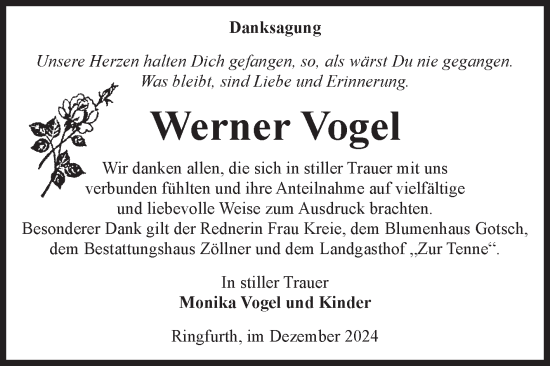 Traueranzeige von Werner Vogel von Volksstimme Altmark Ost