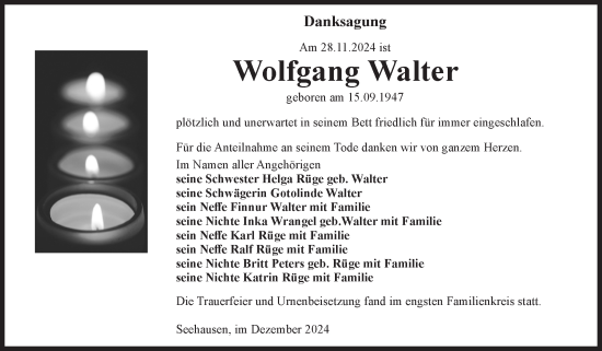 Traueranzeige von Wolfgang Walter von Volksstimme Oschersleben/Wanzleben