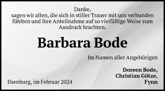 Traueranzeige von Barbara Bode von Volksstimme Wernigerode