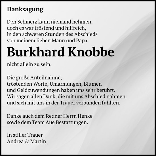 Traueranzeige von Burkhard Knobbe von Volksstimme Magdeburg