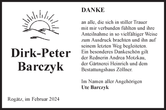 Traueranzeige von Dirk-Peter Barczyk von Volksstimme Haldensleben/Wolmirstedt