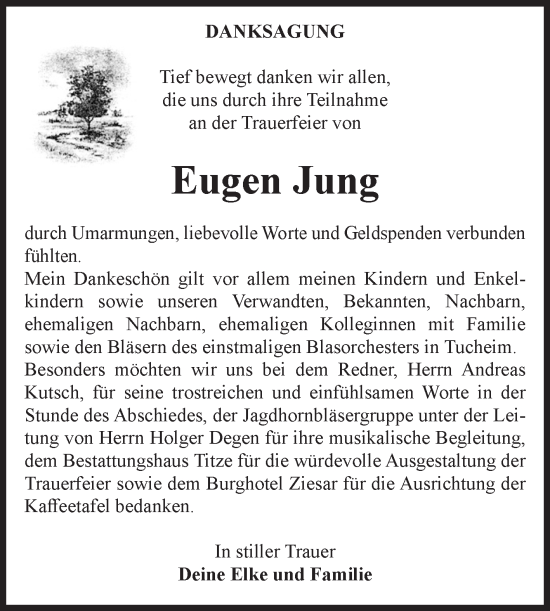 Traueranzeige von Eugen Jung von Volksstimme Burg/Genthin