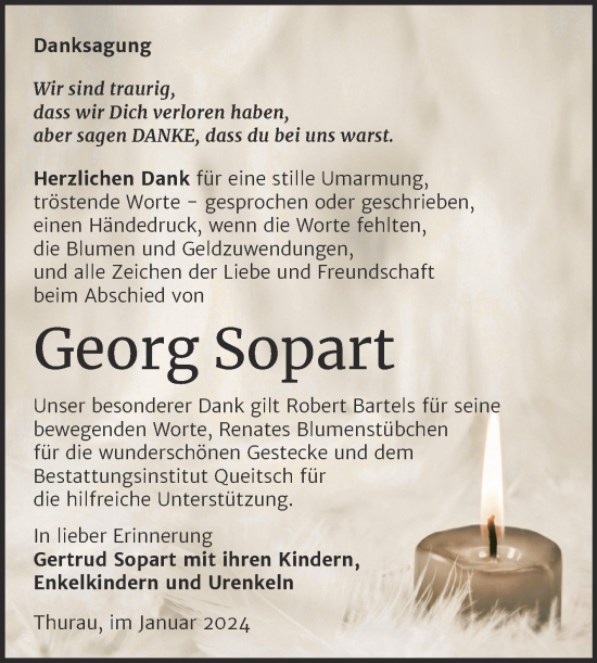 Traueranzeige von Georg Sopart von Trauerkombi Köthen