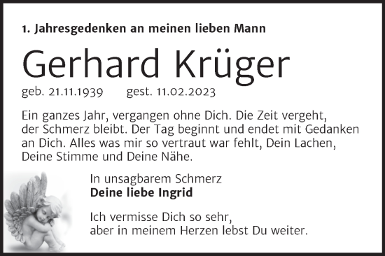 Traueranzeige von Gerhard Krüger von Trauerkombi Dessau
