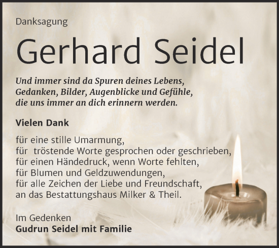 Traueranzeige von Gerhard Seidel von Super Sonntag Zeitz