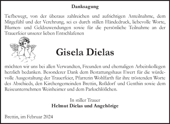 Traueranzeige von Gisela Dielas 