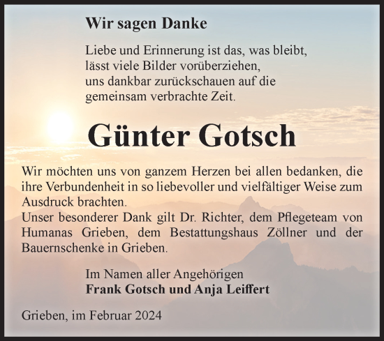 Traueranzeige von Günter Gotsch von Volksstimme Altmark Ost