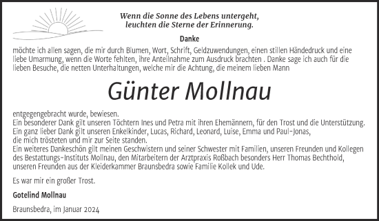 Traueranzeige von Günter Mollnau von Trauerkombi Merseburg